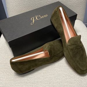 J Crew Suede Smoking Slipper Cypress Olive Size 7